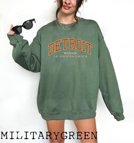 Detroit Michigan College Sweatshirt, Michigan University Crewneck Sweater, Midwest Sweatshirt, Baseball Sweater