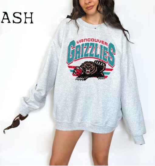 Vintage Vancouver Grizzlies Crewneck Sweatshirt, NBA Basketball Graphic Tee, Vancouver Grizzlies Logo Shirt