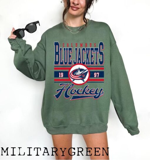 Vintage 90s Columbus Blue Jacket Shirt, Crewneck Columbus Blue Jacket Sweatshirt, Jersey Hockey