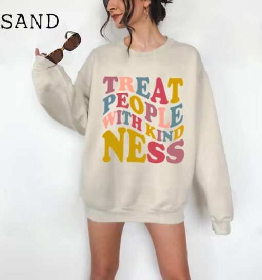 Treat People With Kindness Sweatshirt, Be Kind Shirt, Women’s Aesthetic Sweatshirt, Cute Mental Health Shirt, Groovy Trendy Hoodie