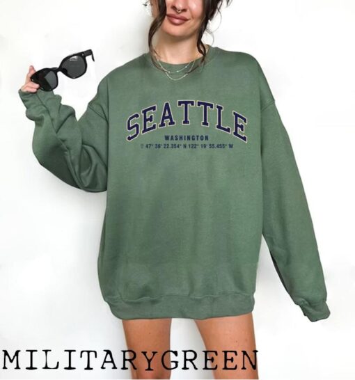 Seattle Washington College Sweatshirt, USA Sweater, Seattle University Gift, Vacation Travel Crewneck, West Coast Sweatshirt