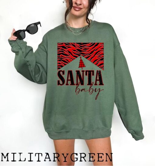 Christmas Sweatshirt Santa Baby Christmas Crewneck Pullover Holiday Sweater For Women Retro Christmas Shirt Trendy XMAS