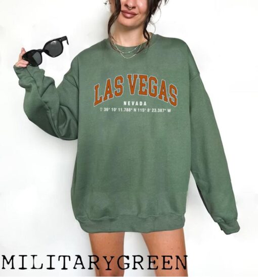 Las Vegas Nevada College Sweatshirt, College Unisex Crewneck, Gps Coordinates Sweater, USA Sweater