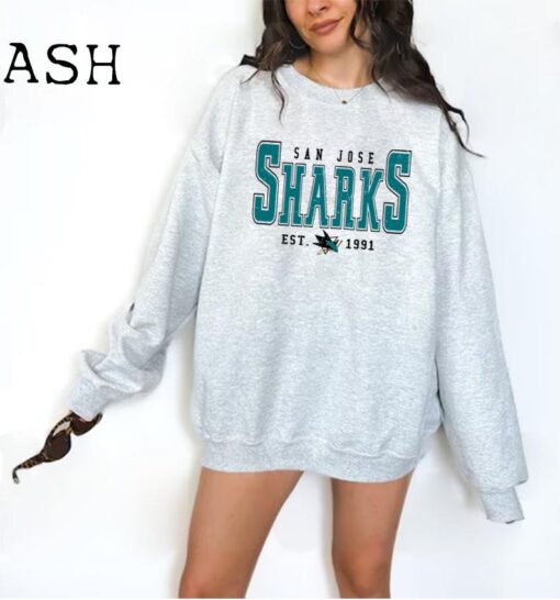 San Jose Sharks Sweatshirt | Vintage Sharks Hockey Sweatshirt | Retro San Jose Shirt | San Jose Sharks Hockey Crewneck