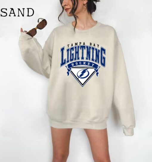 Vintage Tampa Bay Lightnin Sweatshirt, Lightning Sweater, Lightning Shirt, Hockey Fan Shirt, Retro Tampa Bay Ice Hockey