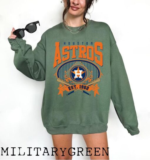 Vintage Houston Astro Crewneck Sweatshirt, Astros EST 1962 Sweatshirt, Houston Baseball Shirt, Retro Astros Shirt