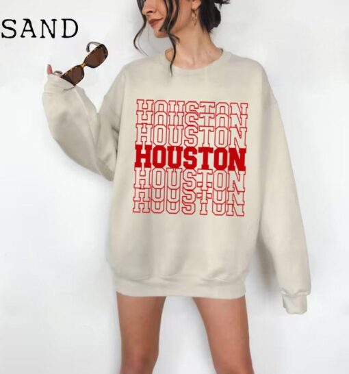 Houston Football Sweatshirt, Houston Football Crewneck Sweatshirt, Houston Football Gift for Women, Vintage Houston Football Sweatshirt