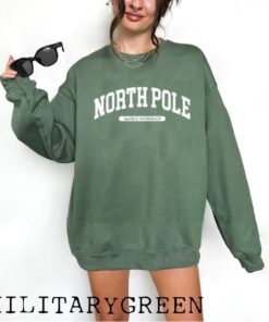 North Pole Letterman Style Crewneck Sweatshirt - Christmas Sweatshirt - Women's Christmas Outfit - Holiday Shirt - Christmas Pajama
