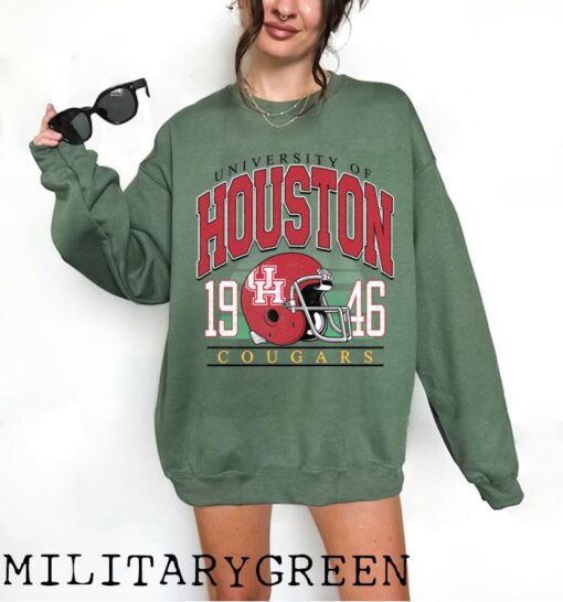 Retro Vintage Style University of Houston Crewneck Sweatshirt