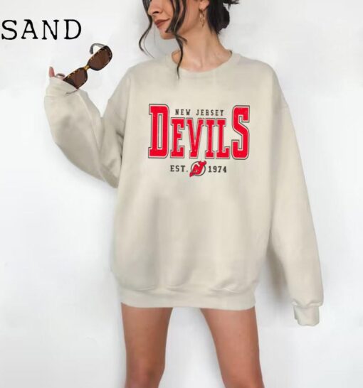 New Jersey Devil Vintage Style Sweatshirt ,New Jersey Devil Sweater, Hockey Fan Shirt, Retro New Jersey Ice Hockey