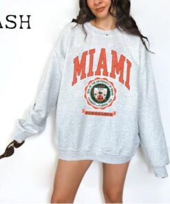 Vintage 90s Miami Hurricanes NCAA Sweatshirt Miami Hurricanes Spell Out Logo Sweater University Of Miami