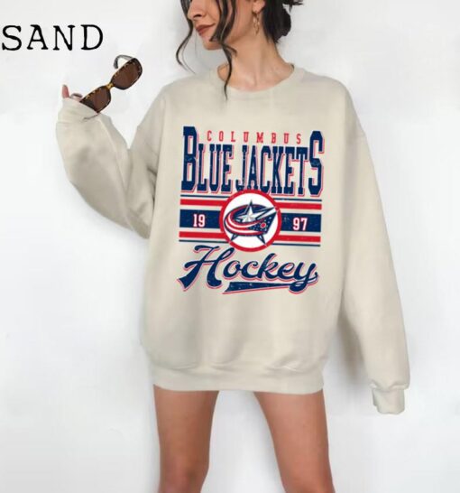 Vintage 90s Columbus Blue Jacket Shirt, Crewneck Columbus Blue Jacket Sweatshirt, Jersey Hockey