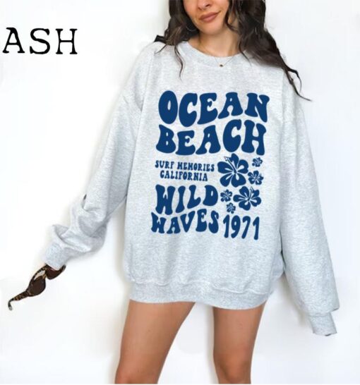 Ocean Beach Sweatshirt Aesthetic Sweatshirt Tumblr Sweatshirt CA Surf Tee Trendy Oversized Sweatshirt Coconut Sweatshirt