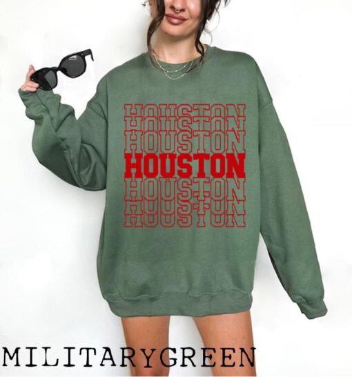 Houston Football Sweatshirt, Houston Football Crewneck Sweatshirt, Houston Football Gift for Women, Vintage Houston Football Sweatshirt