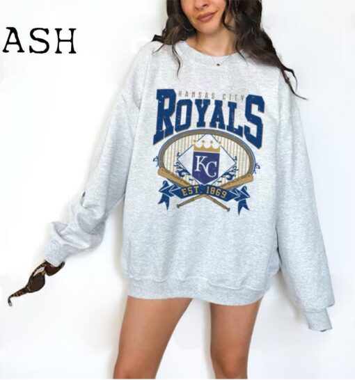 Kansas City Royals Sweatshirt, MLB Shirts Baseball Crewneck, Vintage Baseball Shirt