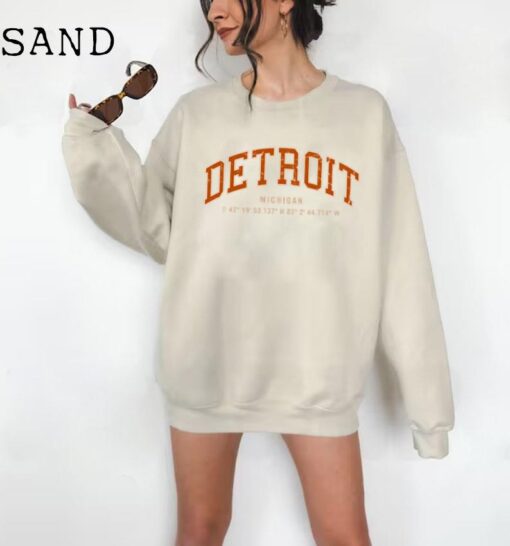 Detroit Michigan College Sweatshirt, Michigan University Crewneck Sweater, Midwest Sweatshirt, Baseball Sweater