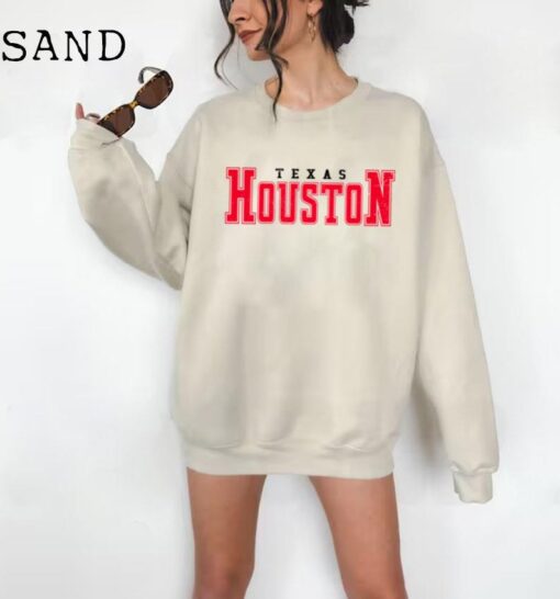 Houston Texas Sweatshirt, Houston Skyline Crewneck Shirt, Texas Souvenir Gift, Travel Sweater