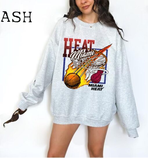 Miami Heat Sweatshirt Vintage Women Heat Pullover Retro Men Distressed Crewneck Miami Heat Jersey Vintage Heat Oversize Women Retro Shirt