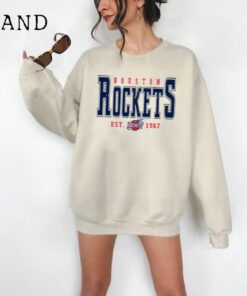 Houston Rockets Sweatshirt Vintage Women Rocket Crewneck Retro Men Distressed NBA Houston Rockets Pullover Women Vintage Rockets Shirt