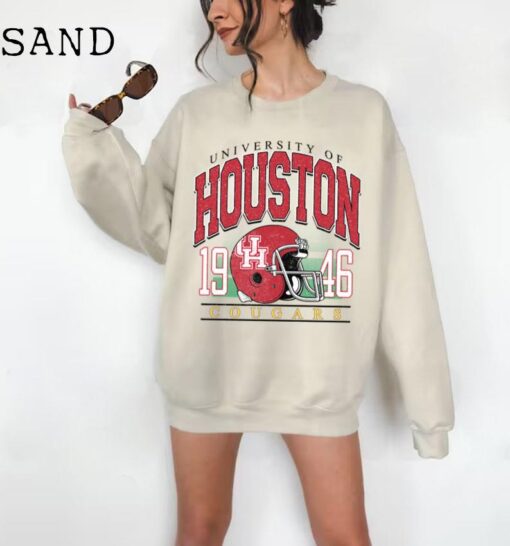 Retro Vintage Style University of Houston Crewneck Sweatshirt