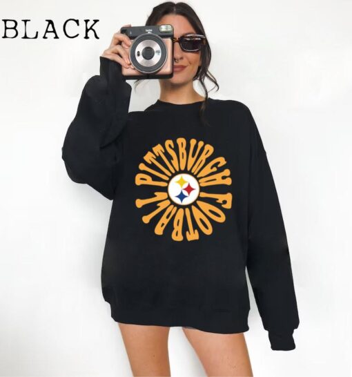 Retro Pittsburgh - Hippy Style Pennsylvania Football Crewneck Sweatshirt - Vintage Men's & Women's Apparel