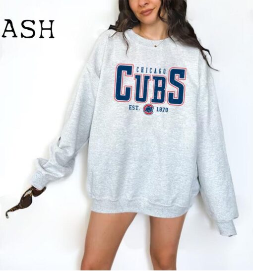 Vintage Chicago Cub Crewneck Sweatshirt, Cubs EST 1870 Sweatshirt, Chicago Baseball Shirt, Retro Cubs Shirt, Baseball Game Day