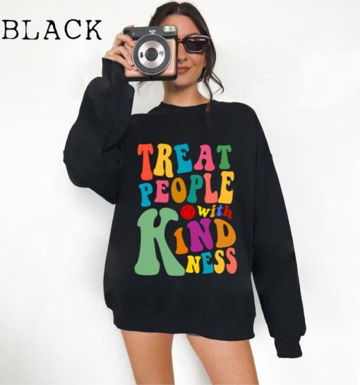 Treat People With Kindness Sweatshirt, Be Kind Shirt, Women's Aesthetic Sweatshirt, Cute Mental Health Shirt, Groovy Trendy Hoodie