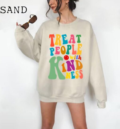 Treat People With Kindness Sweatshirt, Be Kind Shirt, Women's Aesthetic Sweatshirt, Cute Mental Health Shirt, Groovy Trendy Hoodie