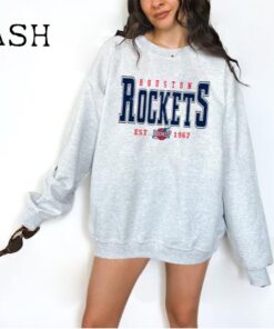 Houston Rockets Sweatshirt Vintage Women Rocket Crewneck Retro Men Distressed NBA Houston Rockets Pullover Women Vintage Rockets Shirt