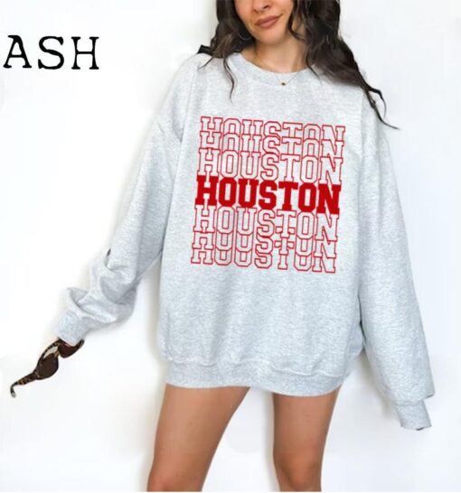 Houston Football Sweatshirt, Houston Football Crewneck Sweatshirt, Houston Football Gift for Women, Vintage Houston Football Sweatshirt