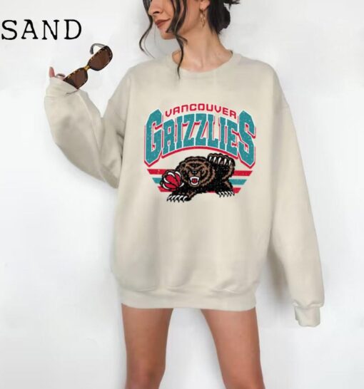 Vintage Vancouver Grizzlies Crewneck Sweatshirt, NBA Basketball Graphic Tee, Vancouver Grizzlies Logo Shirt