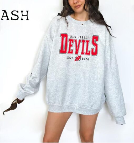 New Jersey Devil Vintage Style Sweatshirt ,New Jersey Devil Sweater, Hockey Fan Shirt, Retro New Jersey Ice Hockey