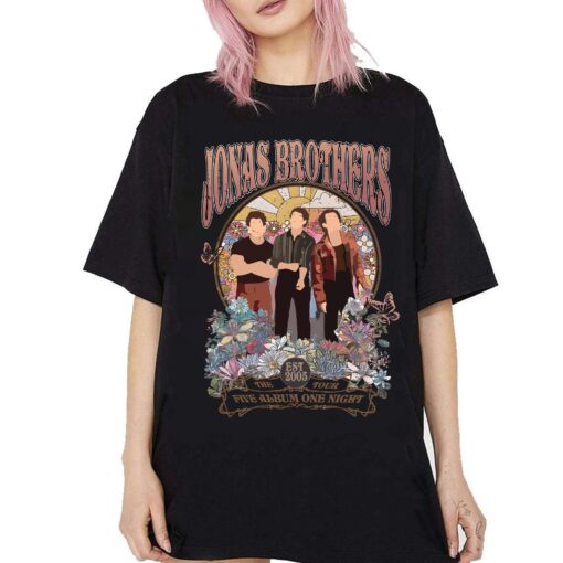 Jonas Brothers Vintage T-Shirt, Jonas Five Albums One Night Tour Shirt, Jonas Brothers 2024 Tour Shirt, Jonas 90’s Tee