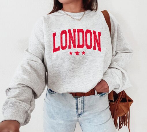 London Sweatshirt, London England Sweatshirt, Love London Travel Gift Souvenir, Long Sleeve London Sweatshirts For Women