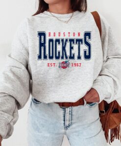 Houston Rockets Sweatshirt Vintage Women Rocket Crewneck Retro Men Distressed NBA Houston Rockets Pullover Women Vintage Rockets Shirt