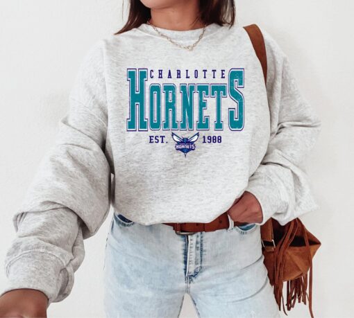 Vintage 90s Graphic Style Charlotte Hornets Shirt - Charlotte Hornets Sweatshirt - Retro Basketball Tee For Man and Woman Unisex Shirt