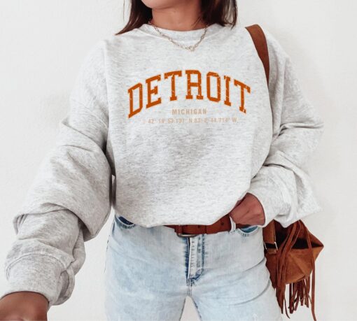 Detroit Michigan College Sweatshirt, Michigan University Crewneck Sweater, Midwest Sweatshirt, Baseball Sweater