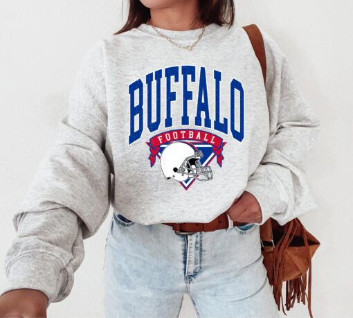 Buffalo Football Crewneck, Vintage Sweatshirt, Game Day Pullover, Bills 90s Style Football Crew