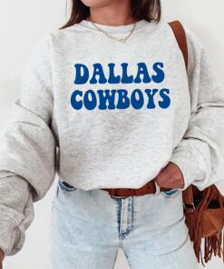 Hippy Style Dallas Cowboys Football Logo Crewneck Sweatshirt - NFL Texas Fan Gear - Retro Apparel