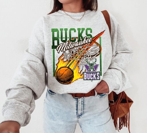 Milwaukee Vintage Basketball Sweatshirt, Retro 90s Game Day Milwaukee Crewneck, Bucks Fan Gifts, Milwaukee Bucks Shirt, Bucks Basketball