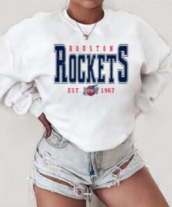 Houston Rockets Sweatshirt Vintage Women Rocket Crewneck Retro Men Distressed NBA Houston Rockets Pullover Women Vintage Rockets Shirt