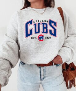 Vintage Chicago Cubs Crewneck Sweatshirt, Cubs EST 1870 Sweatshirt, Chicago Baseball Shirt, Retro Cubs Shirt, Baseball Game Day