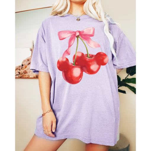 Cute Minnie Cherry Coquette Bow Shirt, Disney Minnie Mouse Coquette Shirt, Disneyland Coquette Shirt, Mickey and Friends Shirt , Family Trip