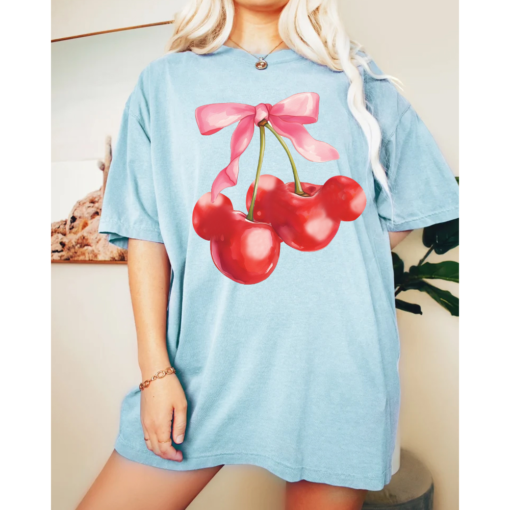 Cute Minnie Cherry Coquette Bow Shirt, Disney Minnie Mouse Coquette Shirt, Disneyland Coquette Shirt, Mickey and Friends Shirt , Family Trip